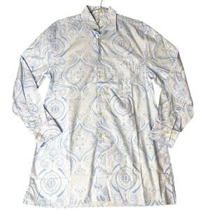 Peter Millar Men's Blue Paisley Long Sleeve Dress Shirt Size M